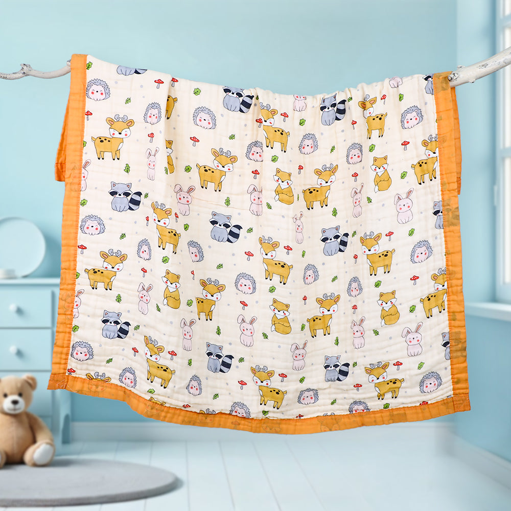 Mushroom Print Soft Muslin Blanket for Baby