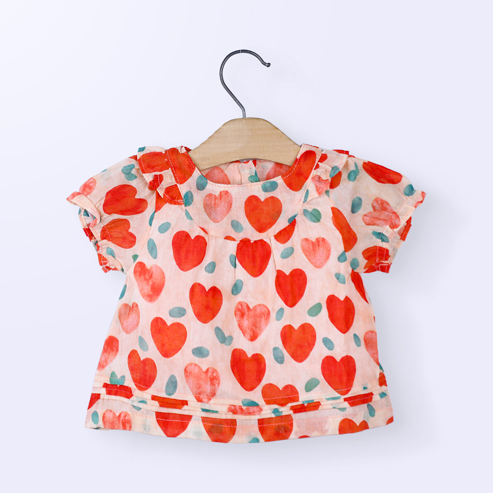 Heart Print Half Sleeve Baby Girl Frock