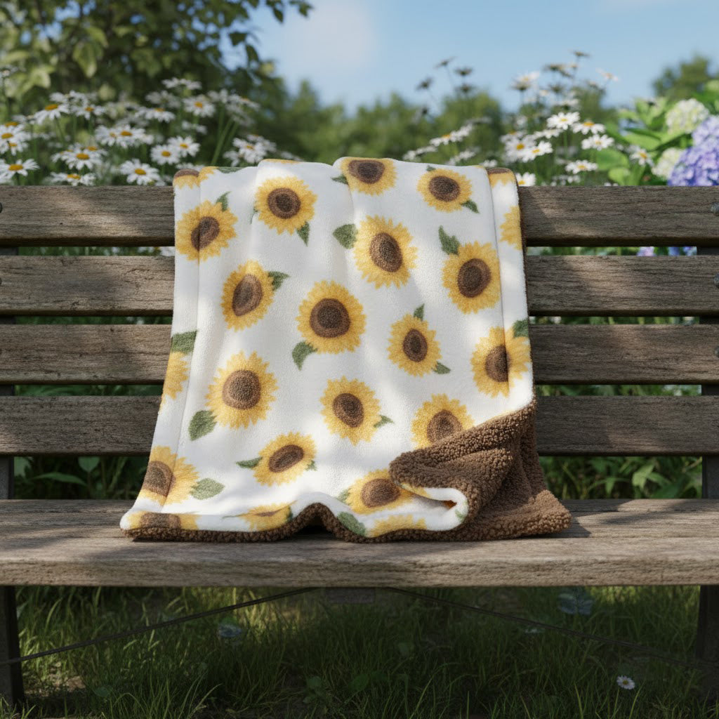 Sunflower Pattern Plush/Fleece Blanket
