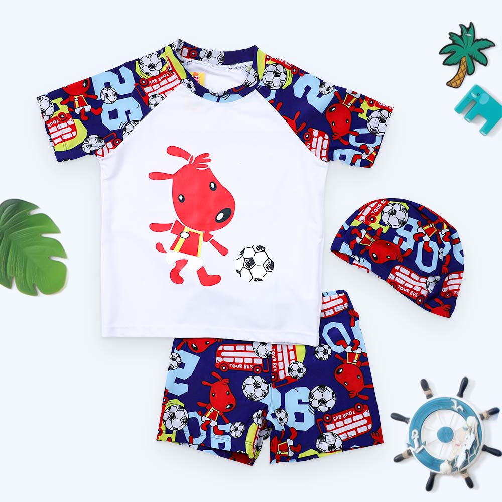 Three Piece Printed Swim Suit / Wetsuit Set