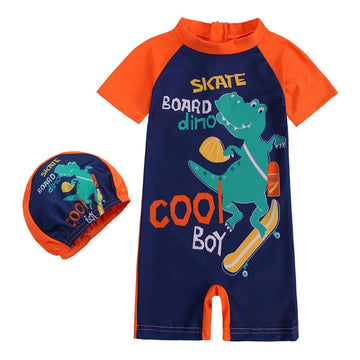 Baby Boys Skateboard Dino Rash Guard Swimsuit Set