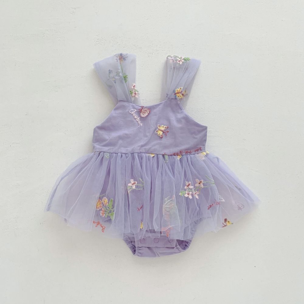 Baby Girl Floral Embroidered Tulle Romper