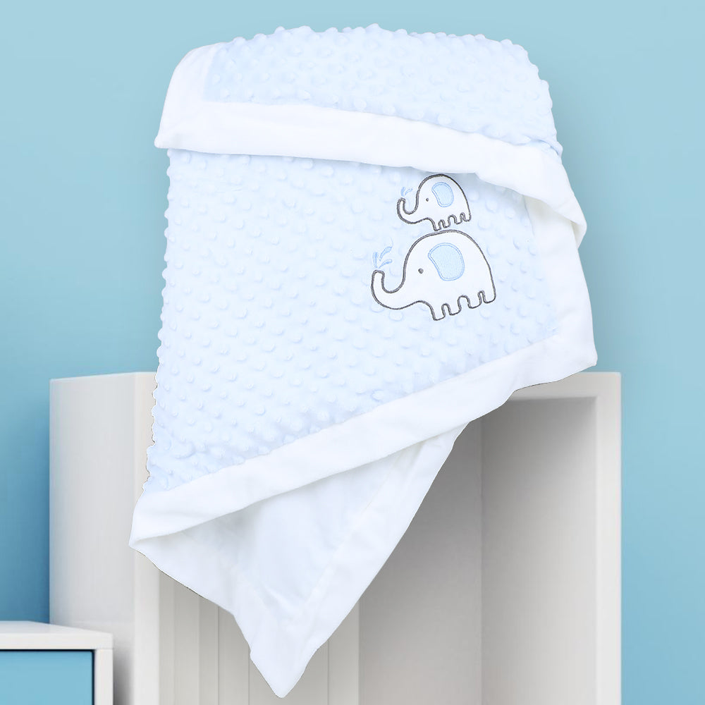 Elephant Baby Dotted Super Soft Fluffy Blue Blanket