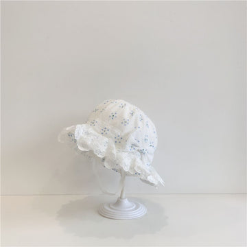 Super Soft White Floral Straw Hat With Laces 2 To 6 Years