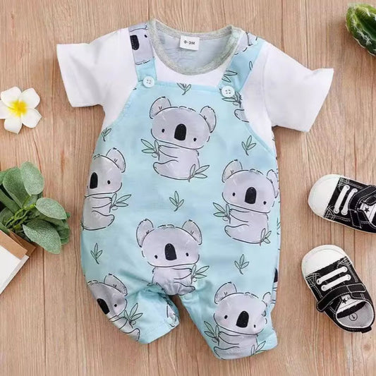 Koala Print Half Sleeve Romper