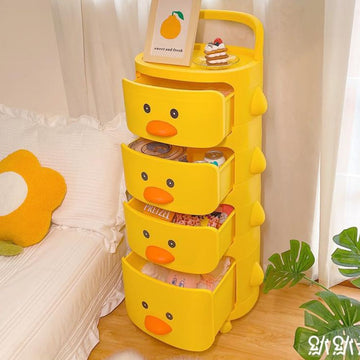 Chest Of 4 Storage Drawer Yellow Duck Print With Wheels