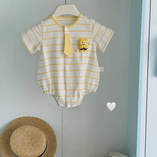 SpongeBob Half Sleeve Romper With Cute Small Tie