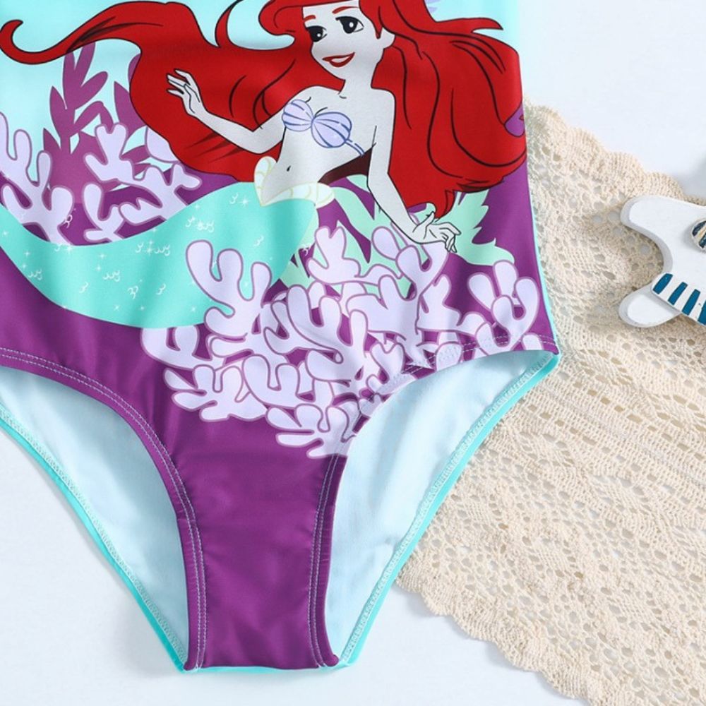 Girls Mermaid Swimsuit With Cap