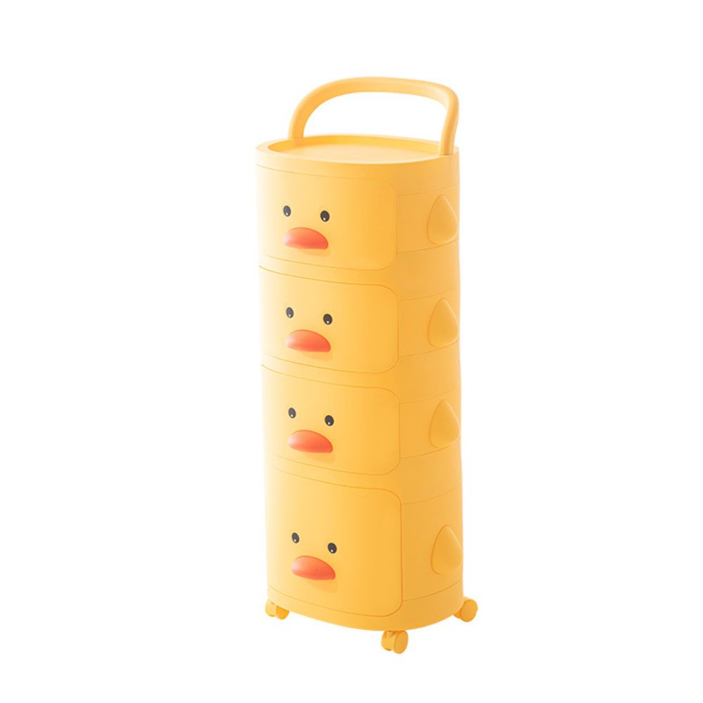 Chest Of 4 Storage Drawer Yellow Duck Print With Wheels