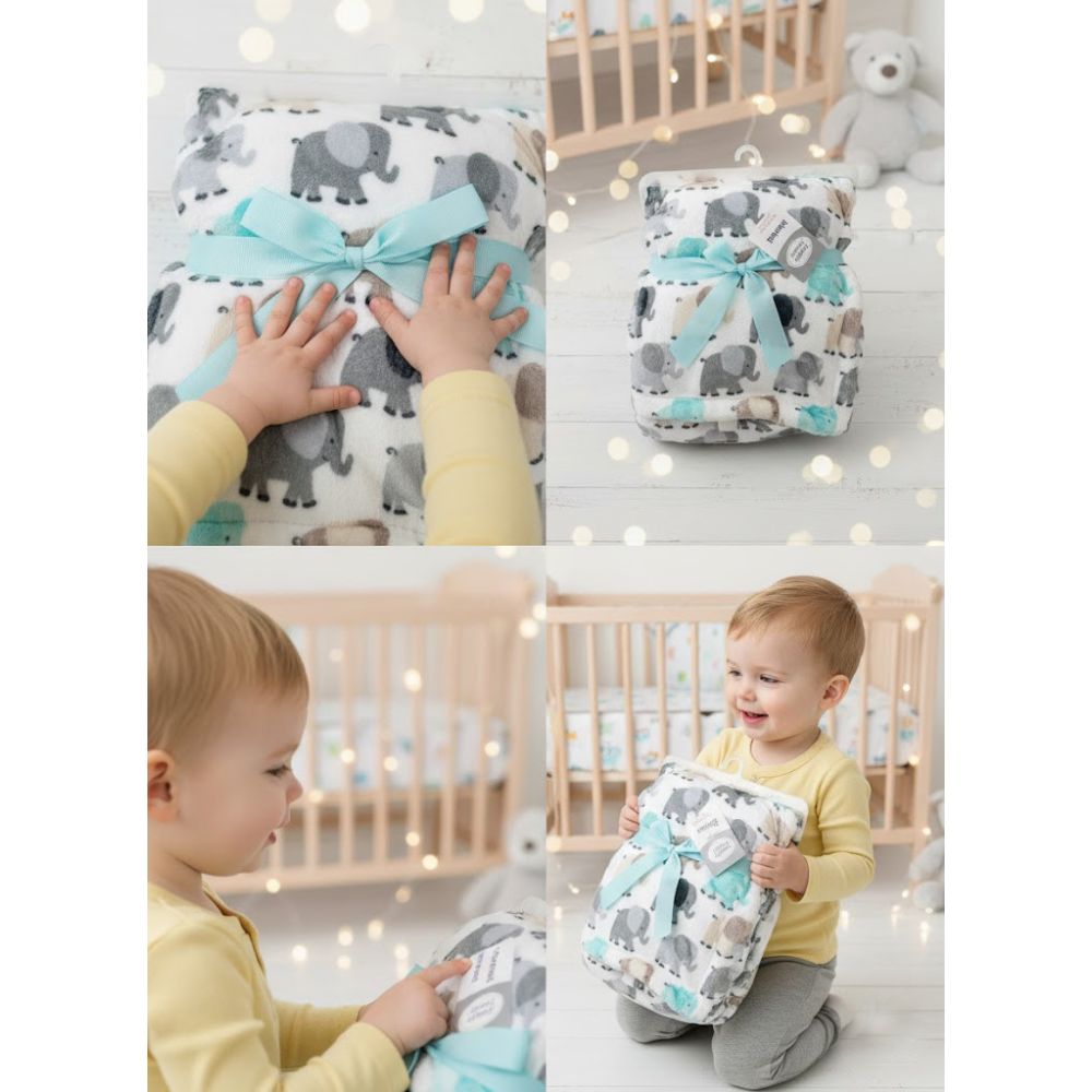 Elephant Pattern Baby Plush Blanket