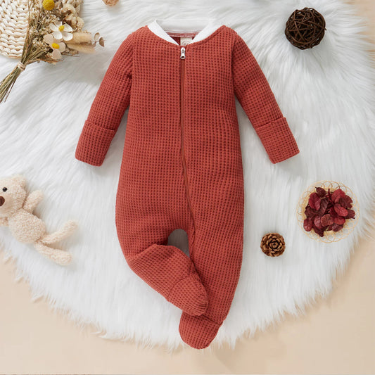 Knitted Full Sleeves Footed Romper