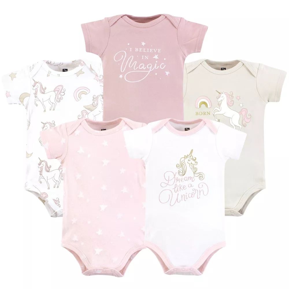 Baby Cotton Bodysuits – 5-Pack "Unicorn" Theme