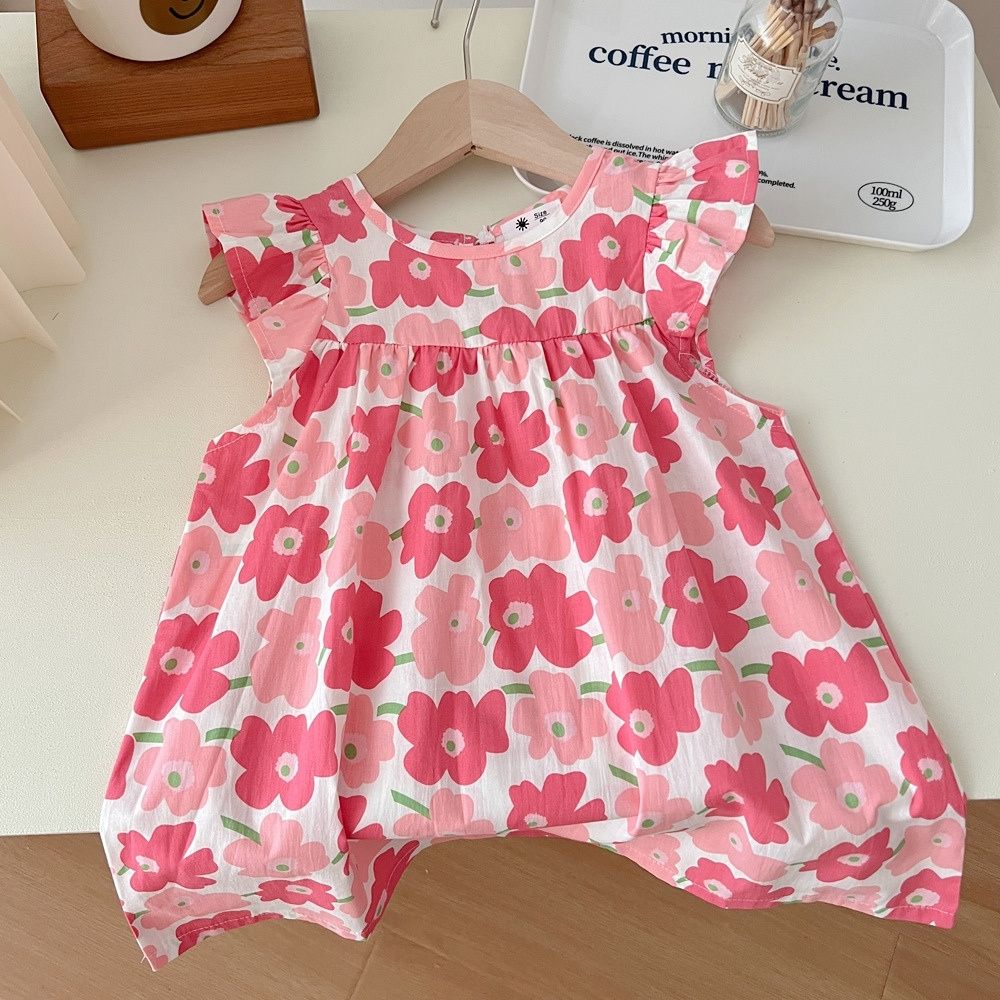 Baby Girl Comfortable Daily Wear Floral Printed Casual Frock