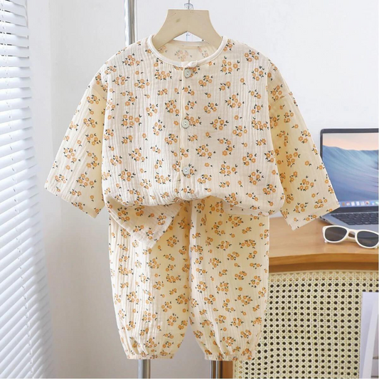 Cute Printed Soft Muslin Comfortable Night Suit Pyjama Set For Kids
