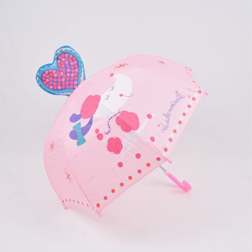 3D Heart Cute Mini Umbrellas For Baby Girls  3 - 8 Years