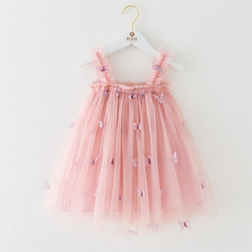 Soft Tulle Cami Ruffled Embroidery Sleeveless Party Dress