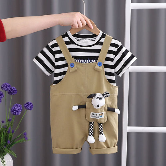 T-shirt and Dungaree Overall Set