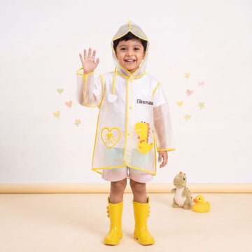 Happy Dinosaur Print  Raincoat For Kids