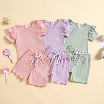 Baby Girl Soft Stretchable Plain Comfy Tees And Pant Co-ord Set