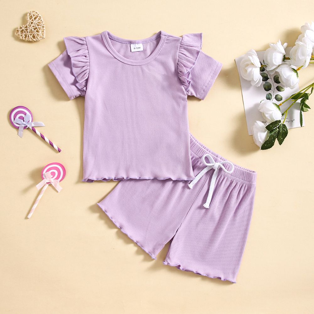 Baby Girl Soft Stretchable Plain Comfy Tees And Pant Co-ord Set