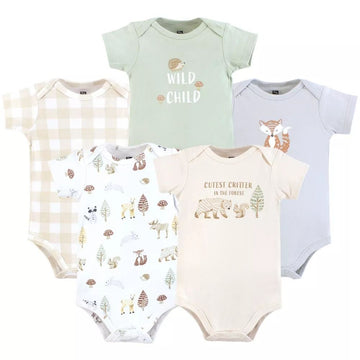 Baby Boy Cotton Bodysuits – 5-Pack "Forest Animals" Theme
