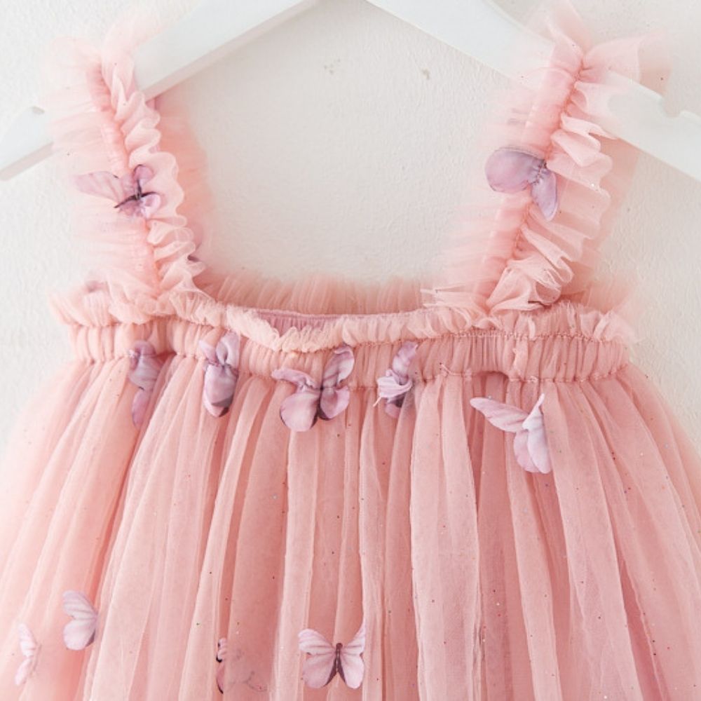 Soft Tulle Cami Ruffled Embroidery Sleeveless Party Dress