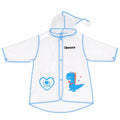 Transparent boys raincoat with hood and blue dinosaur design