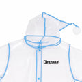 Hood detail of transparent waterproof kids raincoat with blue trim