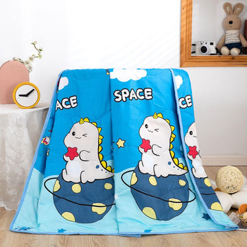 Space Dinosaur Print Quilt for Kids - Cozy and Fun Bedding for Little Explorers!