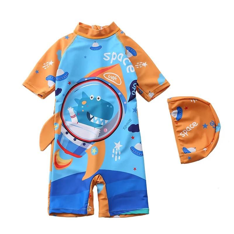 Dinosaur in Space Printed One Piece Swimsuit