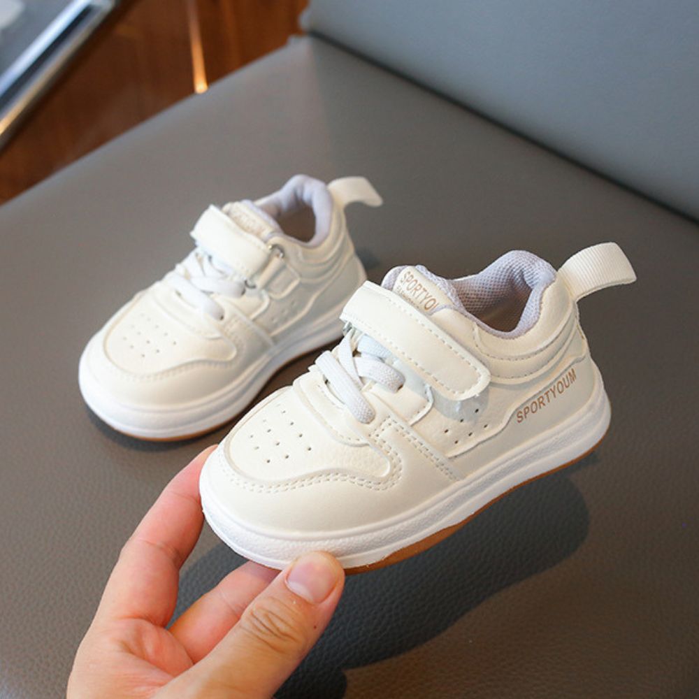 White Toddler Sneakers | Velcro Strap & Elastic Laces