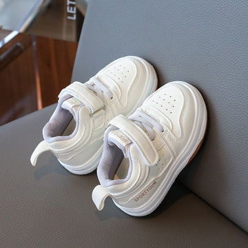 White Toddler Sneakers | Velcro Strap & Elastic Laces