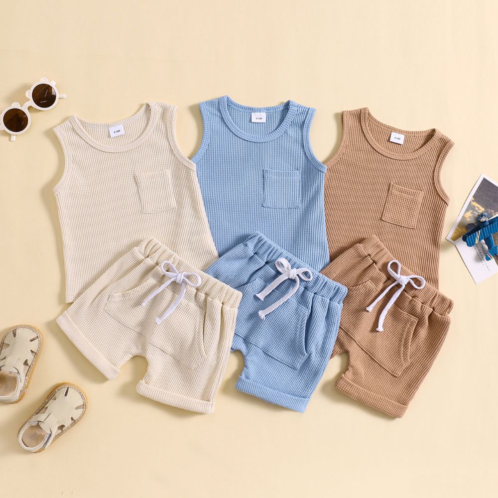 Sleeveless Sporting Tees And Shorts Co-ord Sets For Kids