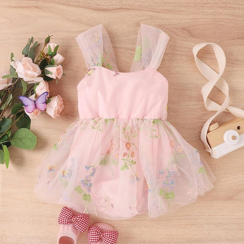 Baby Girl Delicate Botanical Romper Dress