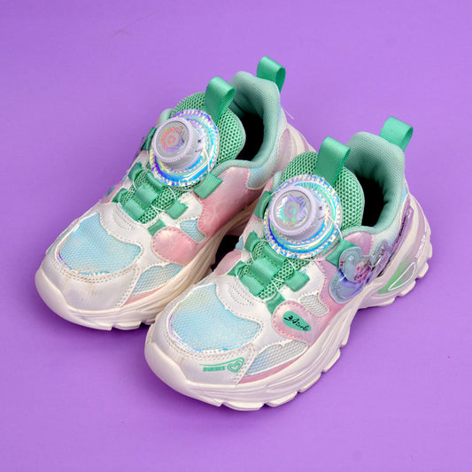 Easy Fastener Sneaker Fashionable Led Light Butterfly Glitters Shoes For Girls