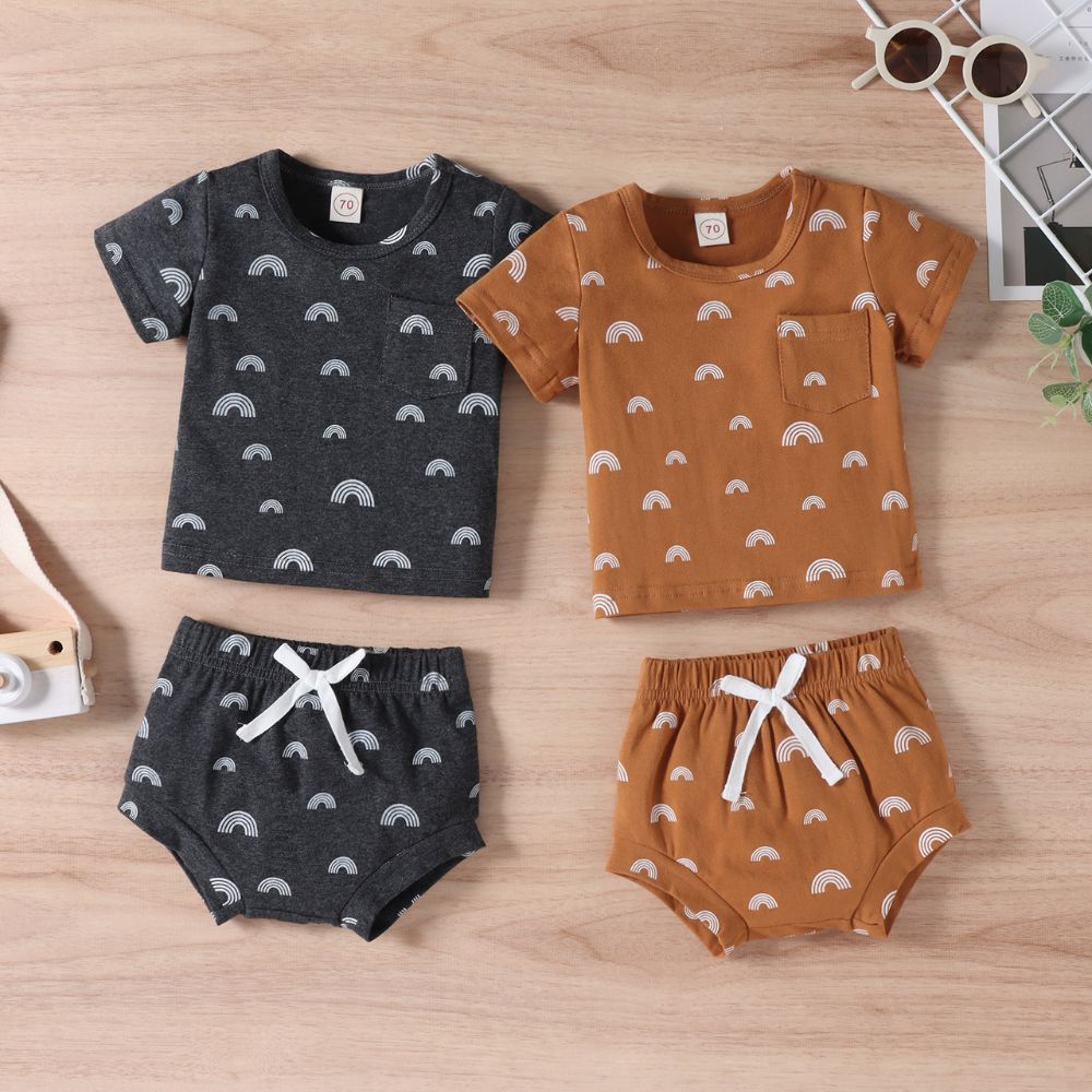 Round Neck Short Sleeve Cotton Tees And Short Pant Co-ord Set
