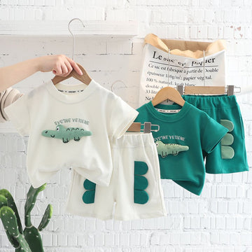 Short Sleeve Soft Crocodile Tees and Shorts Set