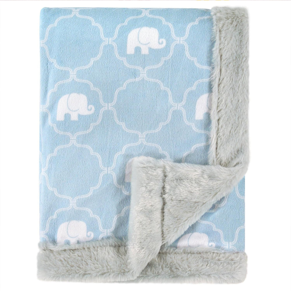 Fleece Baby Blanket Soft With Elephant Print