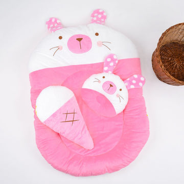 Super Soft Adorable Rabbit Design Velvet Bedding Set With Pillow And Bolsters