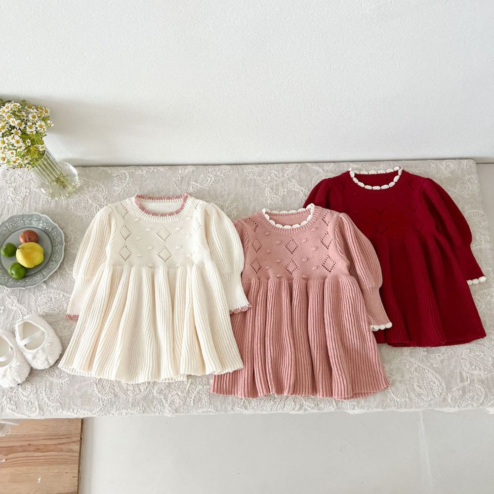 Cozy Knit Frock for Baby Girls - Soft & Warm Winter Frock
