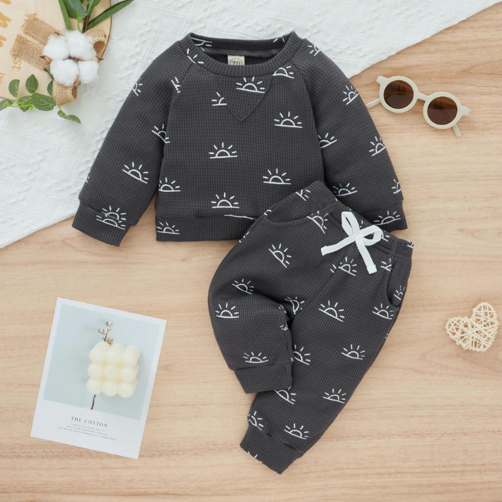 Rising Sun Knitted  Full Sleeve Tees And Pants Co-ord Set