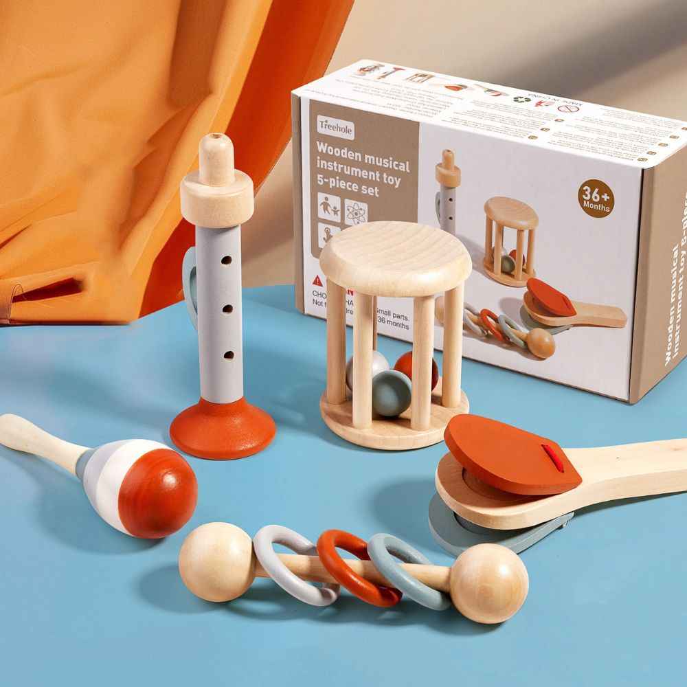 Wooden Musical Instrument Toy Set – 5-Piece Montessori Play Set