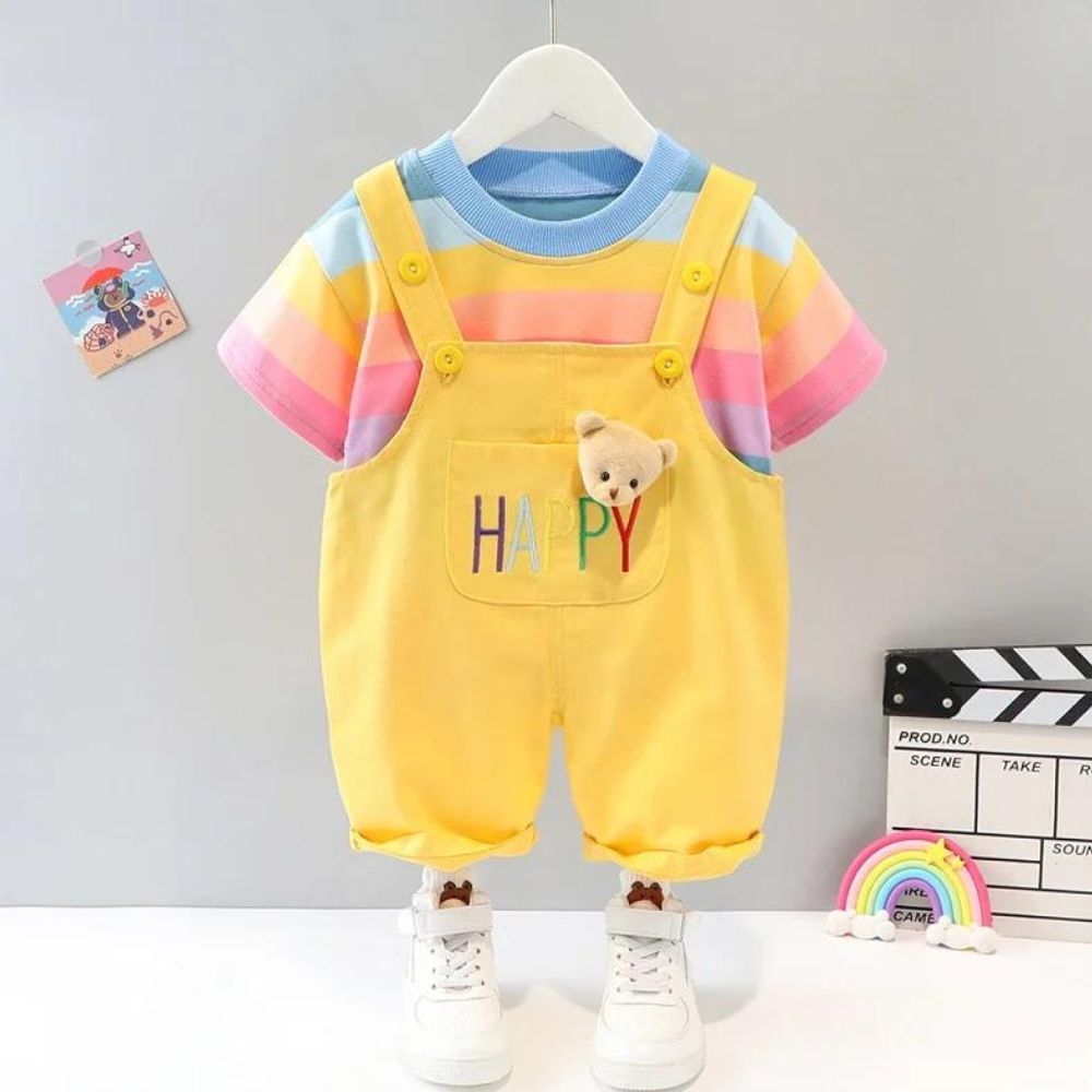 T-shirt and Dungaree Overall Set