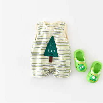 Sleevless Romper For Baby With Tree Design