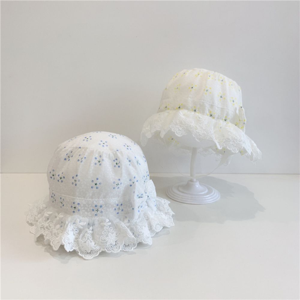 Super Soft White Floral Straw Hat With Laces To Years - Main Image