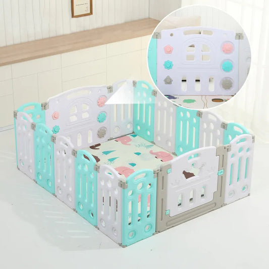 16 Panel Foldable Baby Playpen Activity Safety Play Yard