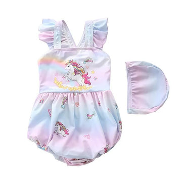 Baby Girls Unicorn Printed One Piece Swimsuit