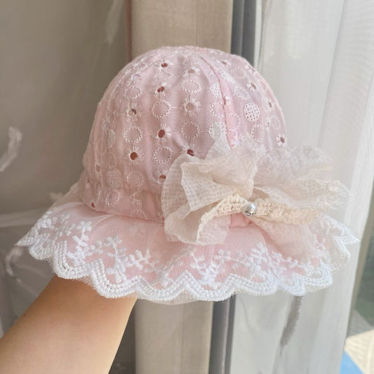 Soft Cotton Bucket Hat With Laces For Baby Girls 2 To 5 Years