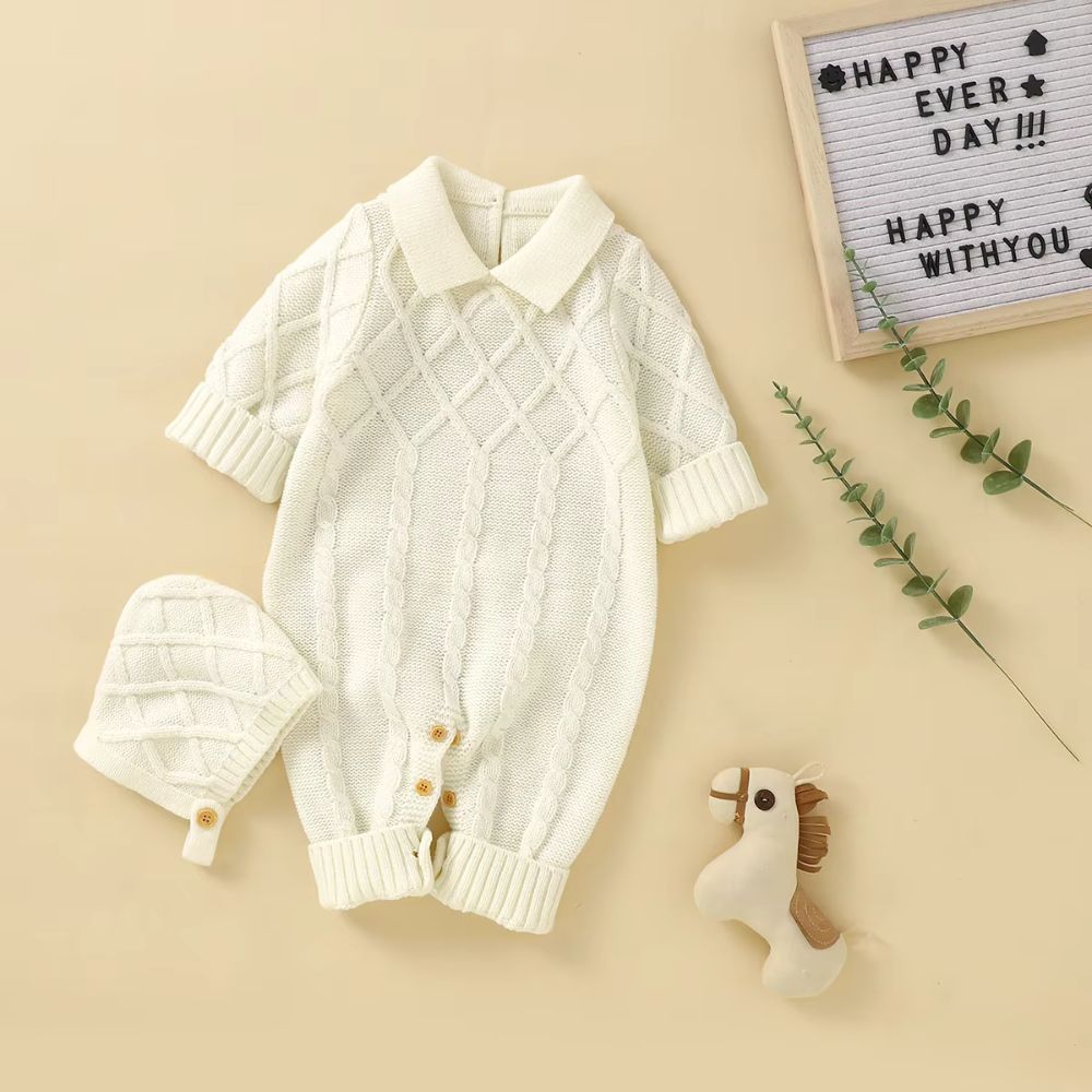 Woolen Knitted Romper With Cap