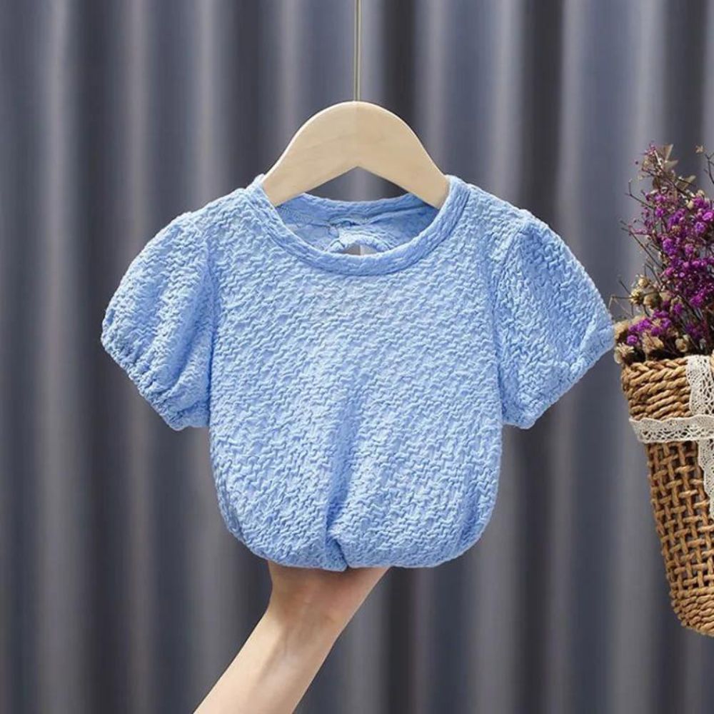 Stylish Short Sleeve Crepe Top With Large Bow For Baby Girl 9 - 12 M